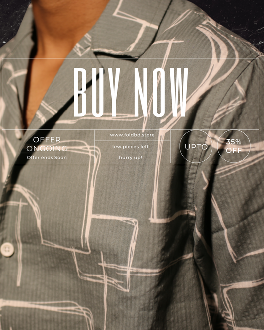 Men's Half Sleeve Cuban Colar Olive colored shirt
